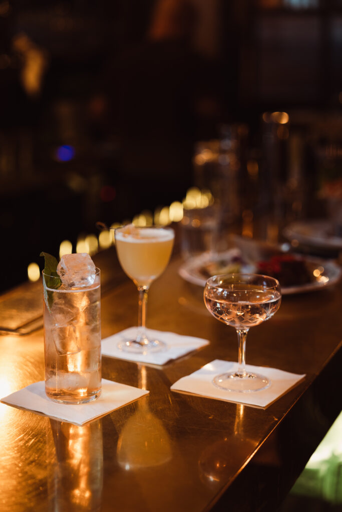 Three Everleaf drinks on the bar at Blacklock Shoreditch